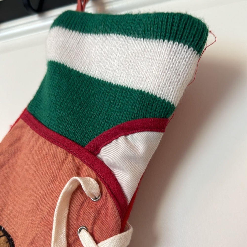 vintage basketball high top shoe christmas stocking with shoe lace green sock - Picture 5 of 9